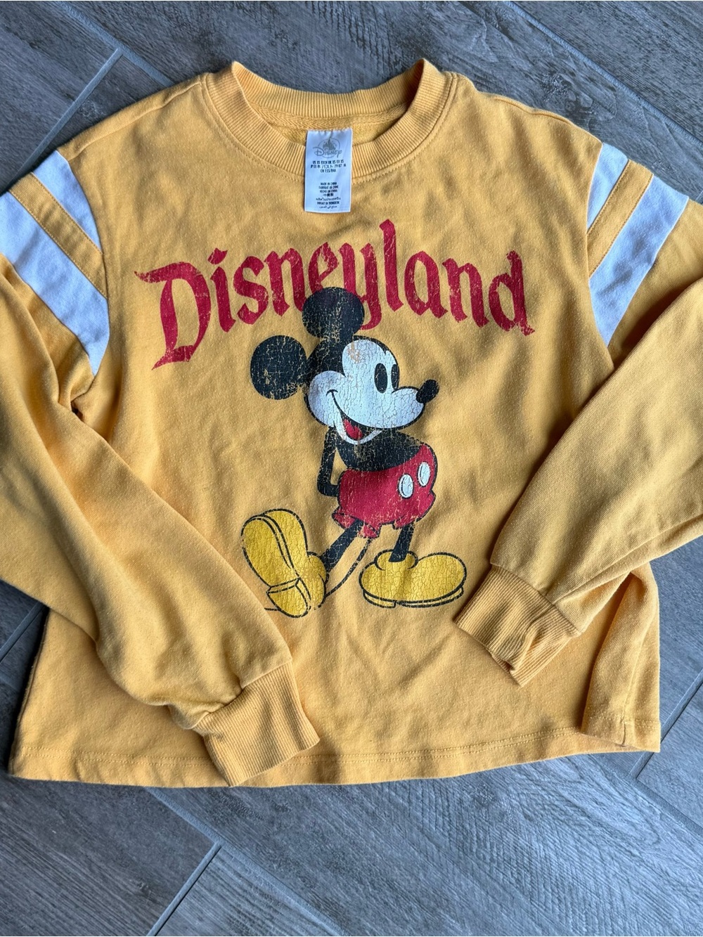 Disneyland Mickey Mouse Yellow Varsity Stripe Sweatshirt Disney Parks XS
